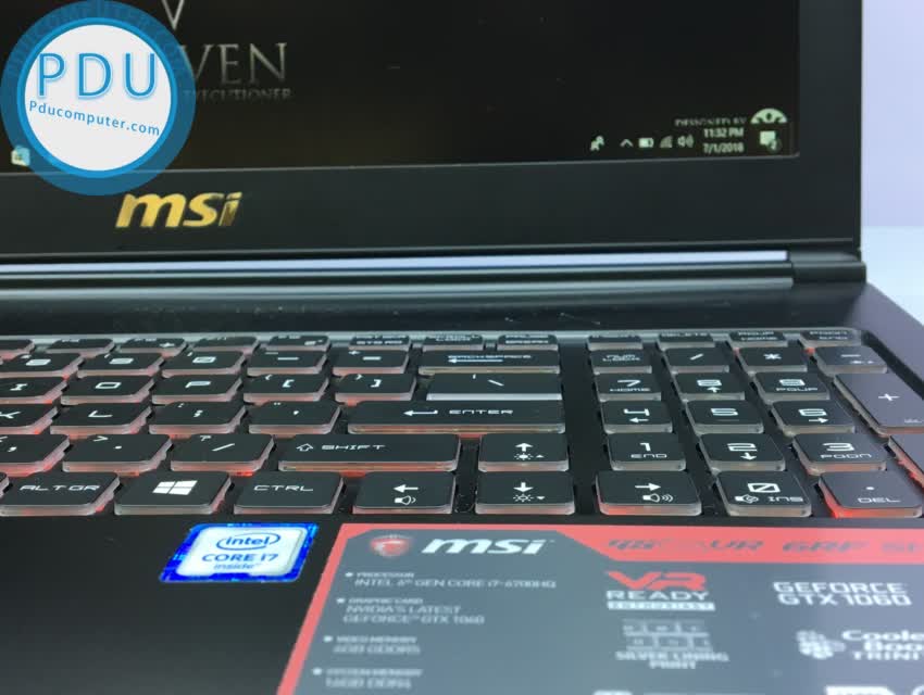 Laptop Cũ MSI GS63 7RF Stealth Pro Core i7-7700HQ, RAM 16GB, SSD 128+HDD 1TB, NVIDIA GeForce GTX 1060 (6GB), 15.6 inch Full HD