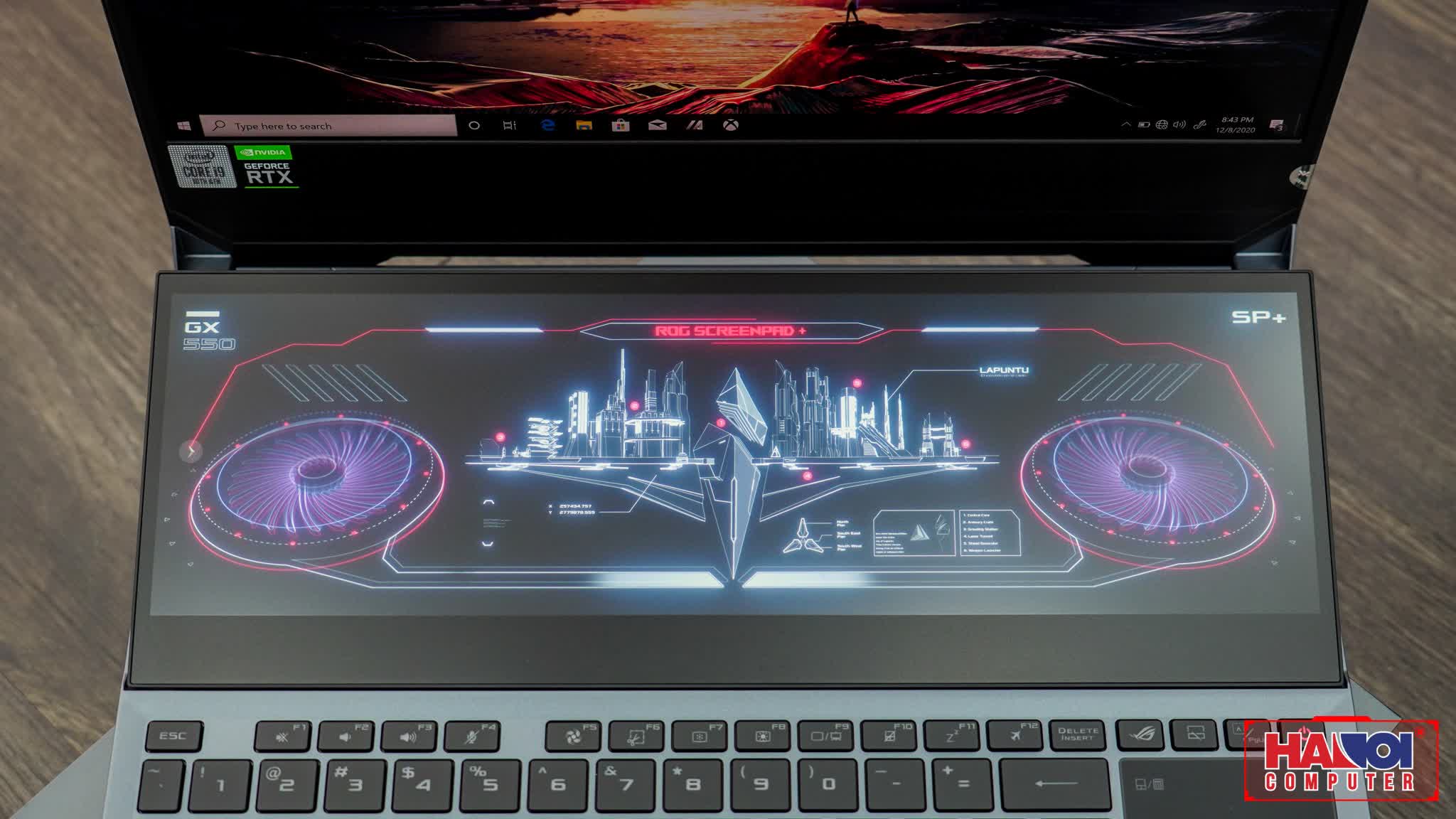 Laptop Asus Gaming ROG Zephyrus Duo GX550LXS-HC055R (i9 10980HK/32GB RAM/1TB HDD+1TB SSD/15.6 UHD/RTX2080 Super MaxQ 8GB/Win10/Balo/Chuột/Xám)