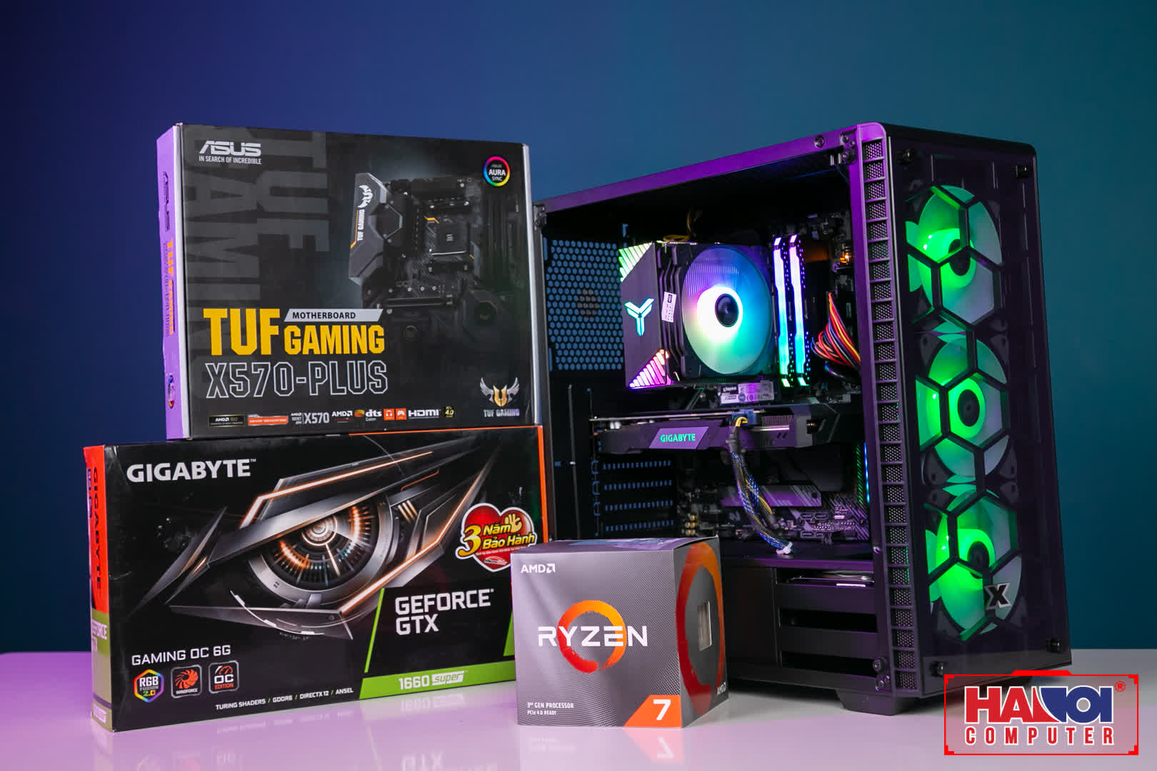 PC GAMING FALCON 037 (R7 3700X/X570/16GB RAM/250GB SSD/1TB HDD/GTX 1660 Super/550W/Tản CR-1000GT/RGB