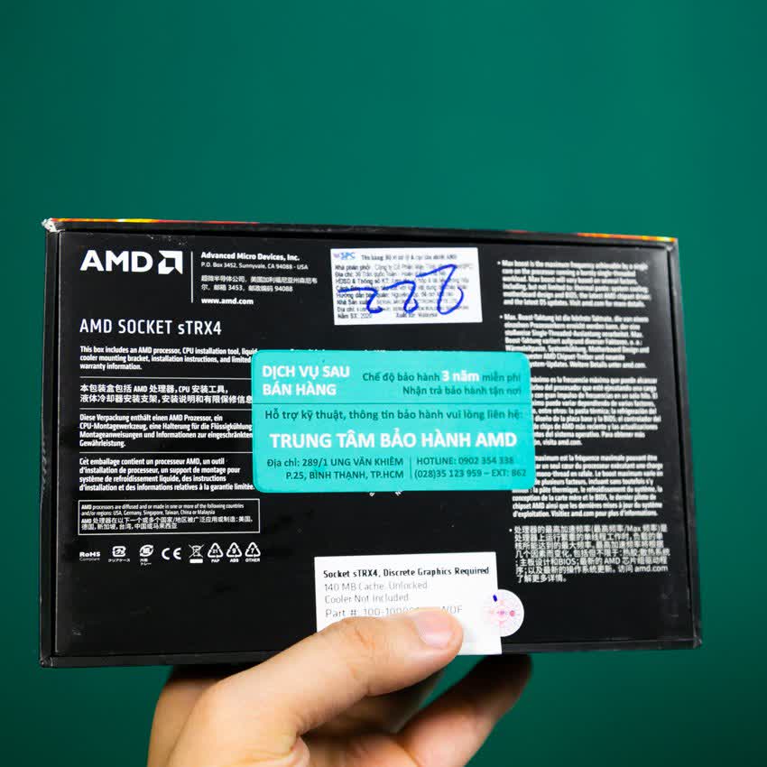 CPU AMD Ryzen Threadripper 3960X (3.8GHz turbo up to 4.5GHz, 24 nhân 48 luồng, 140MB Cache, 280W) - Socket sTRX4