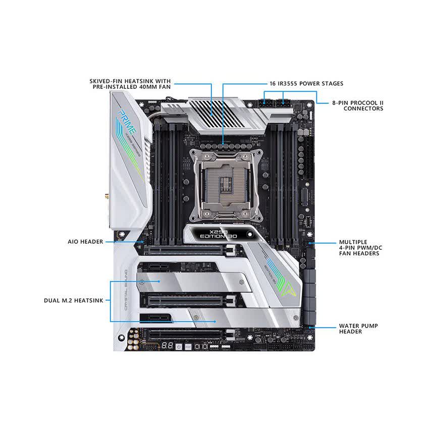 Mainboad ASUS PRIME X299 EDITION 30 (Intel X299, Socket 2066, ATX, 8 khe RAM DDR4)