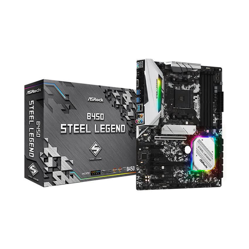 Mainboard ASROCK B450 STEEL LEGEND (AMD B450, Socket AM4, ATX, 4 khe RAM DDR4)