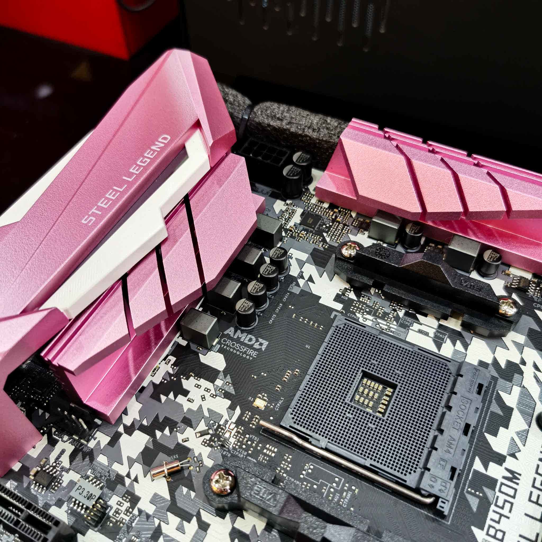 Mainboard ASROCK B450M STEEL LEGEND (Pink Edition)  (AMD B450, Socket AM4, ATX, 4 khe RAM DDR4)