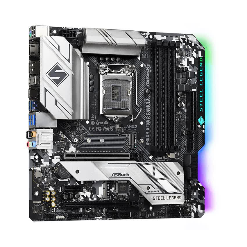 Mainboard ASROCK B460M STEEL LEGEND (Intel B460, Socket 1200, m-ATX, 4 khe Ram DDR4)