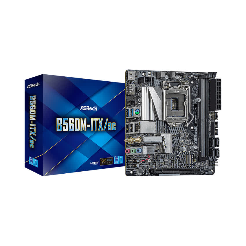 Mainboard ASROCK B560M-HDV-ITX/ac (Intel B560, Socket 1200, Mini-ITX, 2 khe Ram DDR4)