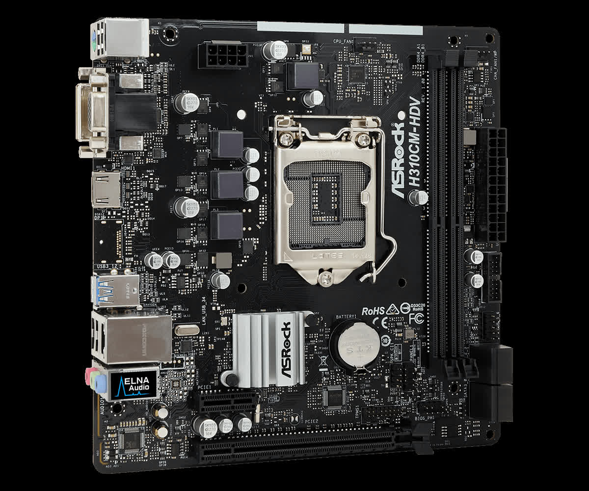 Mainboard ASROCK H310CM HDV (Intel H310, Socket 1151, m-ATX, 2 khe RAM DDR4)