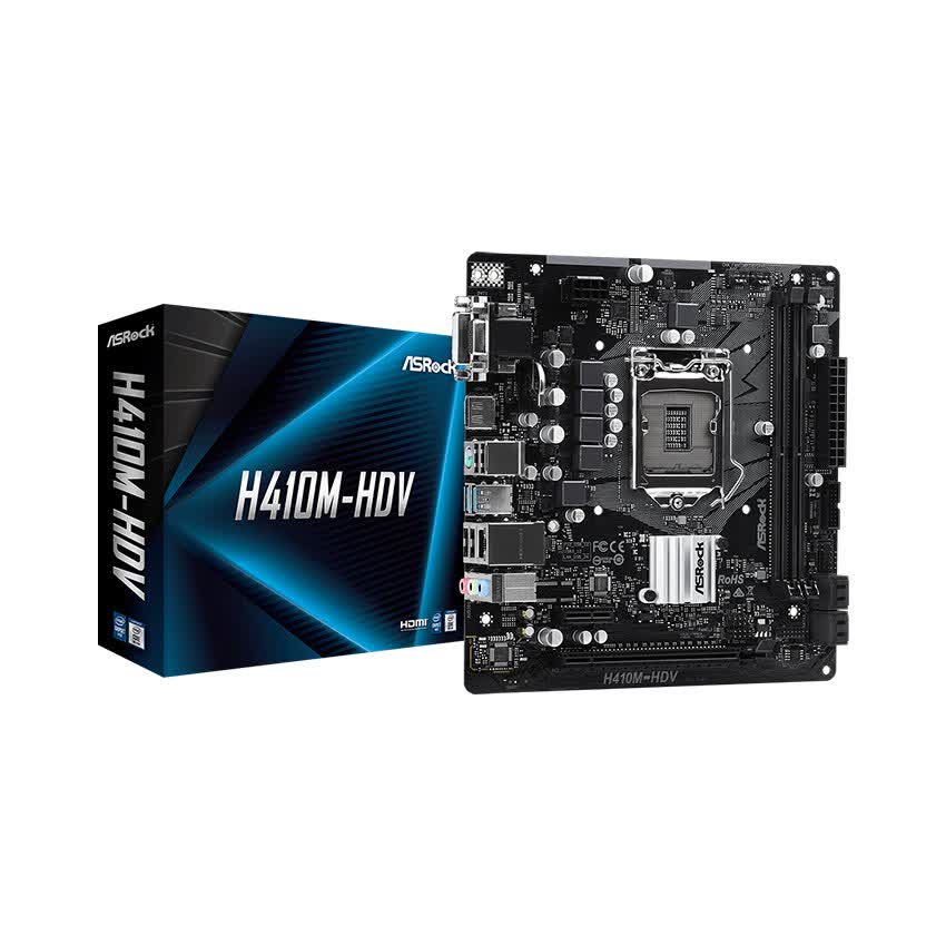 Mainboard ASROCK H410M-HDV (Intel H410, Socket 1200, m-ATX, 2 khe Ram DDR4)