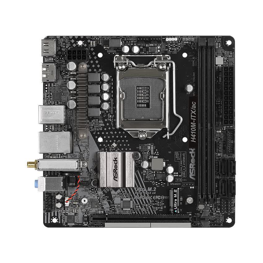 Mainboard ASROCK H410M-ITX/ac (Intel H410, Socket 1200, Mini-ITX, 2 khe Ram DDR4)
