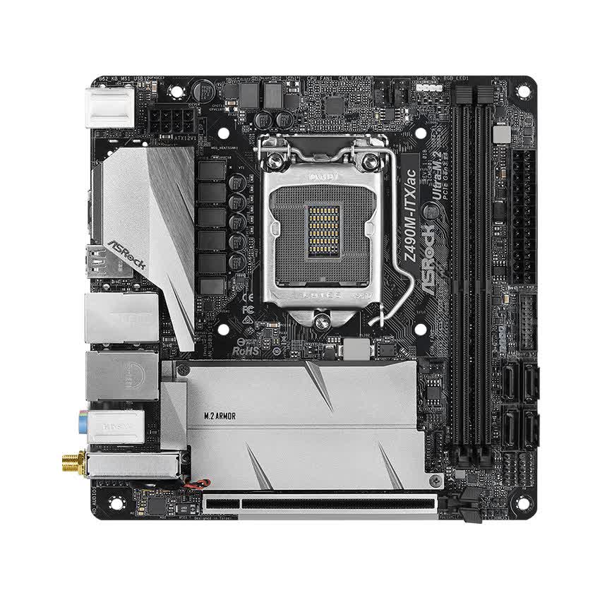 Mainboard ASROCK Z490M-ITX/ac (Intel Z490, Socket 1200, Mini-ITX, 2 khe Ram DDR4)