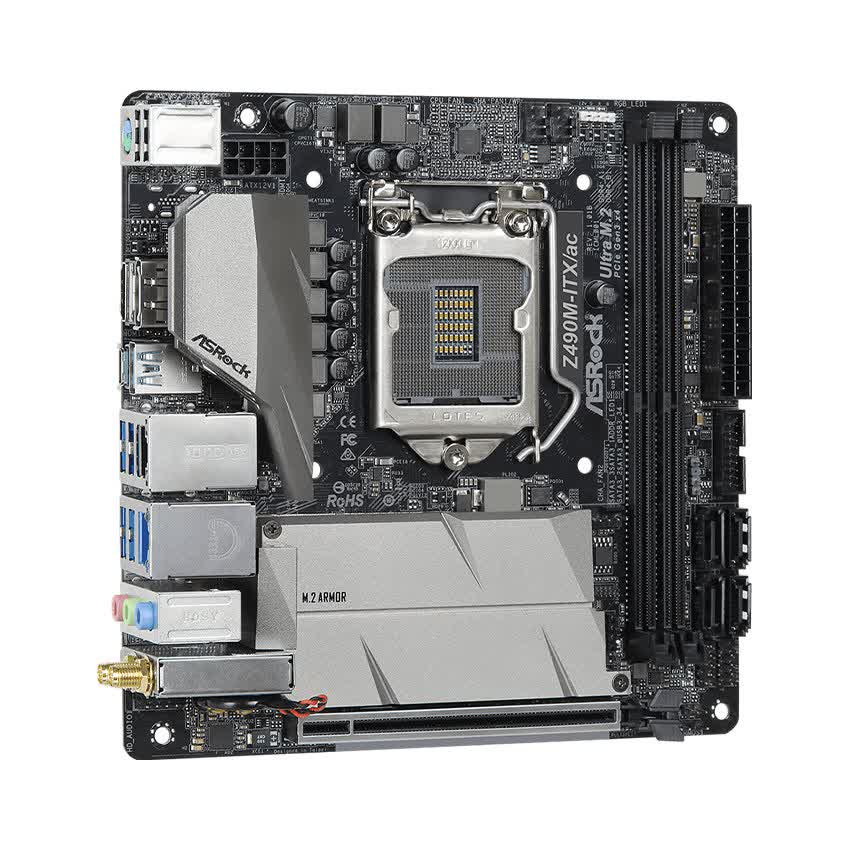 Mainboard ASROCK Z490M-ITX/ac (Intel Z490, Socket 1200, Mini-ITX, 2 khe Ram DDR4)