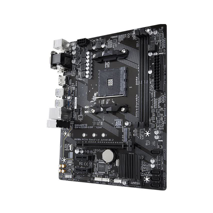 Mainboard GIGABYTE A320M-S2H (AMD A320, Socket AM4, m-ATX, 2 khe RAM DDR4)