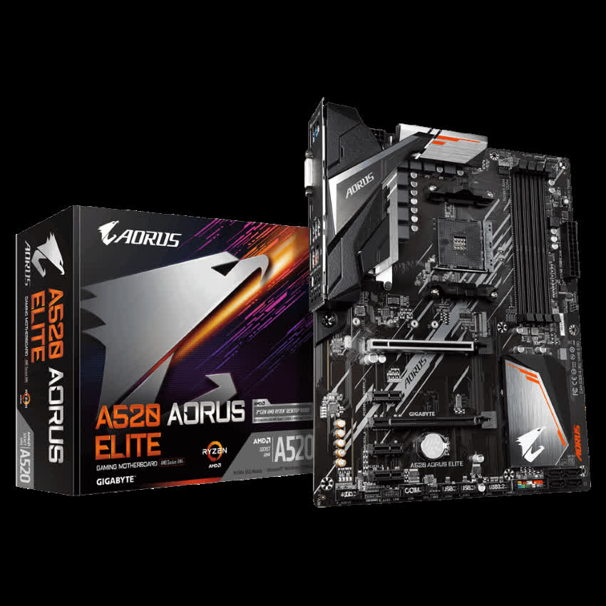 Mainboard Gigabyte A520 AORUS ELITE (AMD A520, Socket 1200, ATX, 4 khe RAM DDR4)
