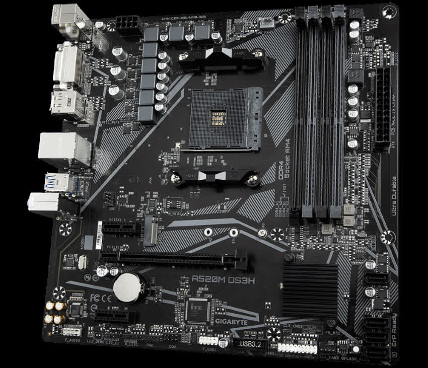 Mainboard Gigabyte A520M-DS3H (AMD A520, Socket 1200, m-ATX, 4 khe RAM DDR4)