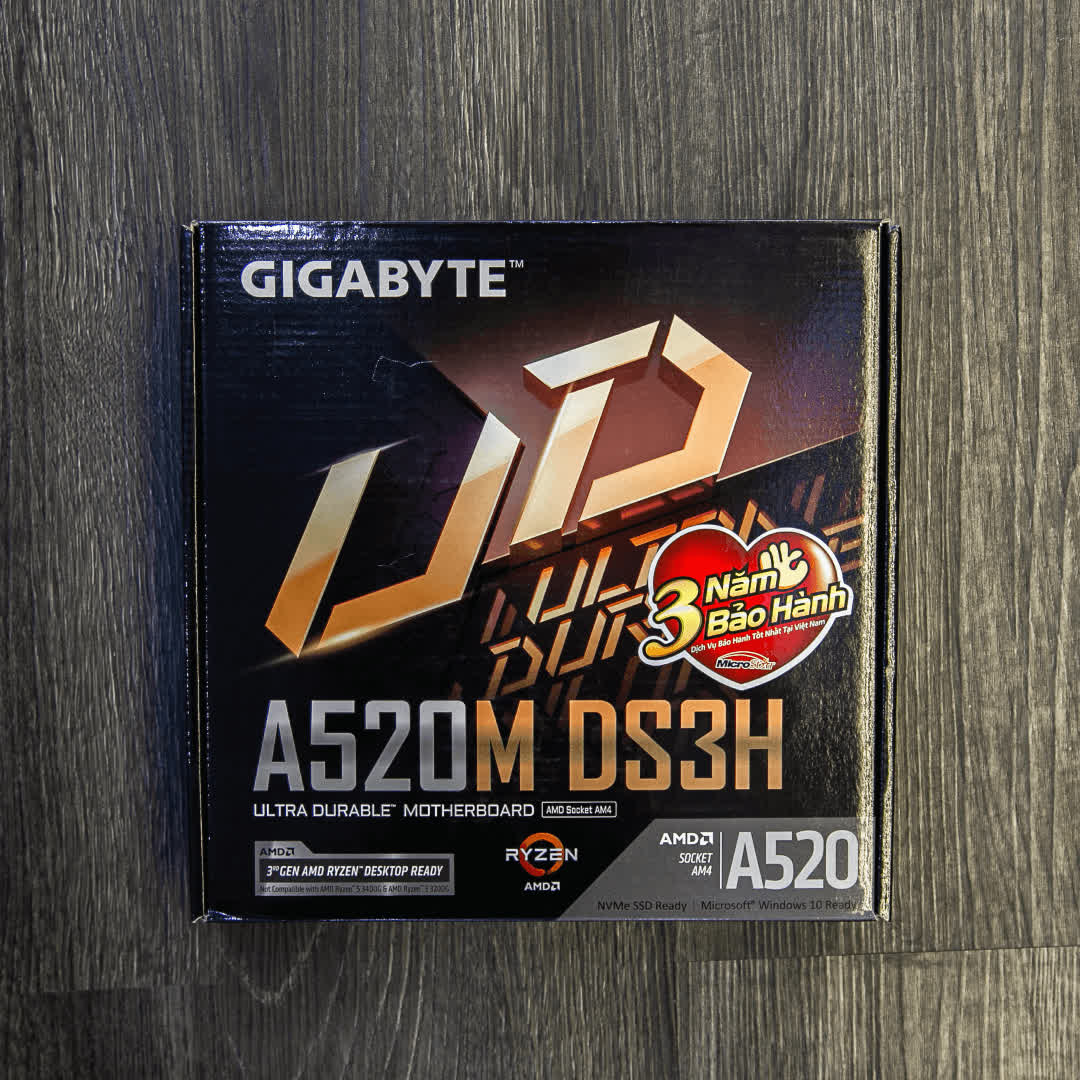 Mainboard Gigabyte A520M-DS3H (AMD A520, Socket 1200, m-ATX, 4 khe RAM DDR4)