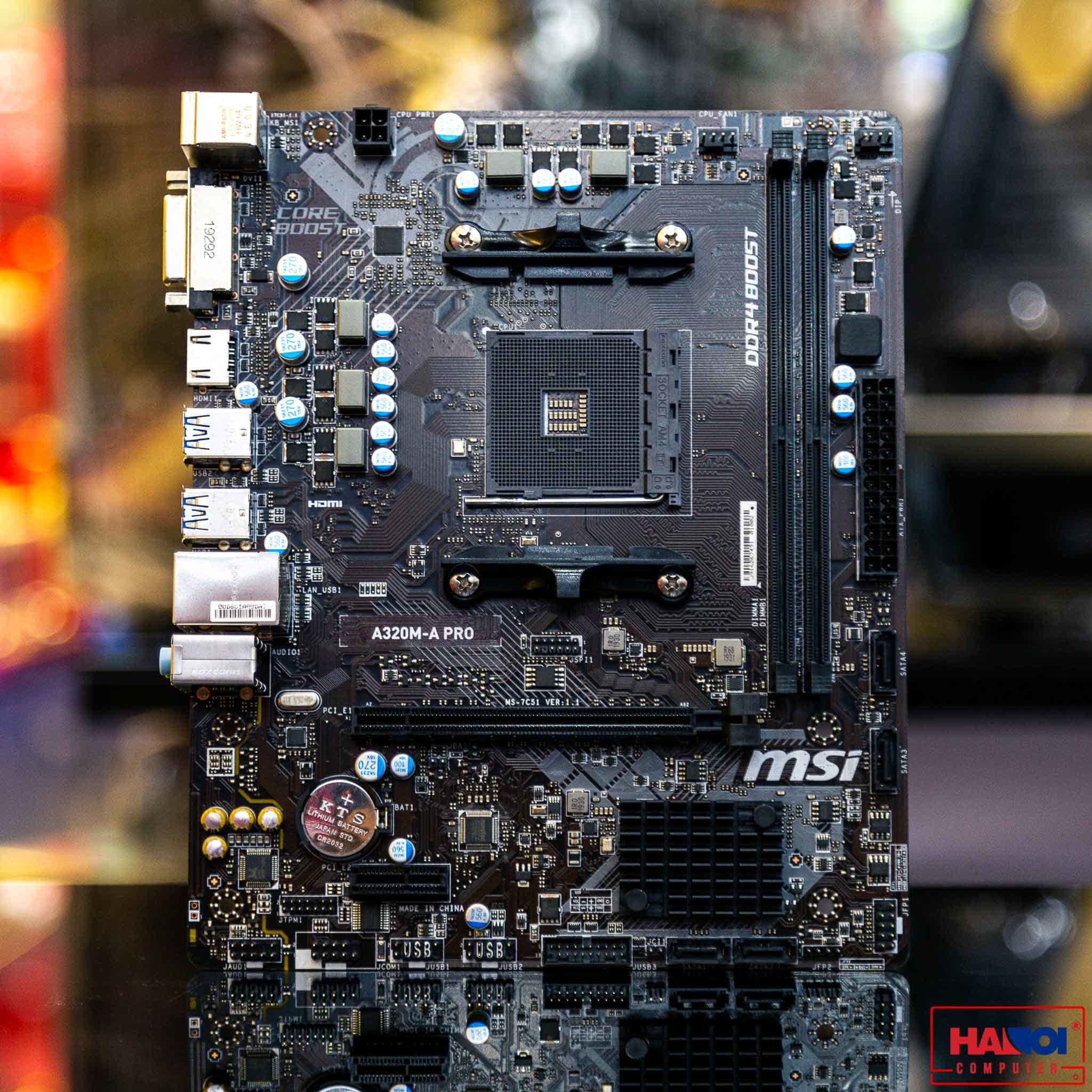 Mainboard MSI A320M-A PRO (AMD A320, Socket AM4, m-ATX, 2 khe RAM DDR4)