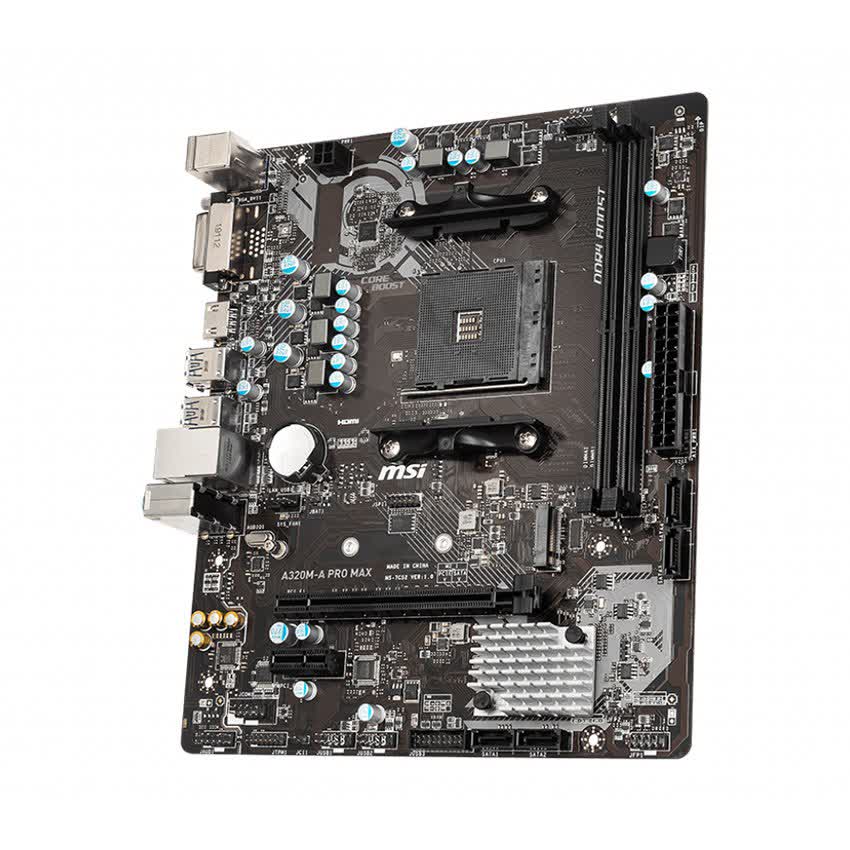 Mainboard MSI A320M-A PRO MAX (AMD A320, Socket AM4, m-ATX, 2 khe RAM DDR4)