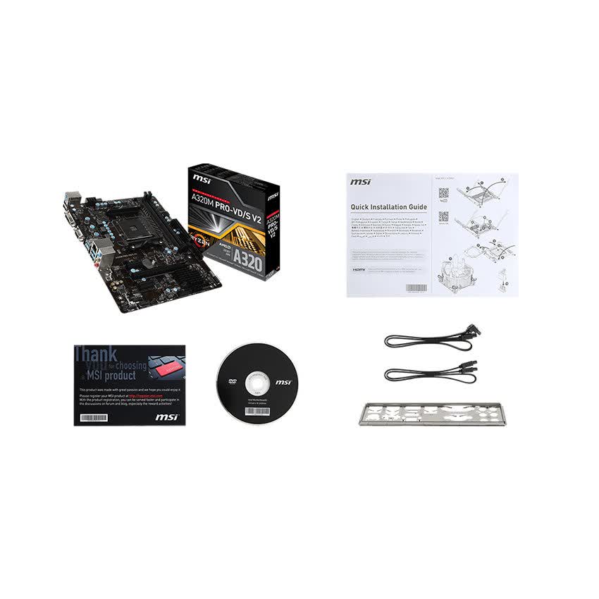 Mainboard MSI A320M PRO-VDS V2 (AMD A320, Socket AM4, m-ATX, 2 khe RAM DDR4)