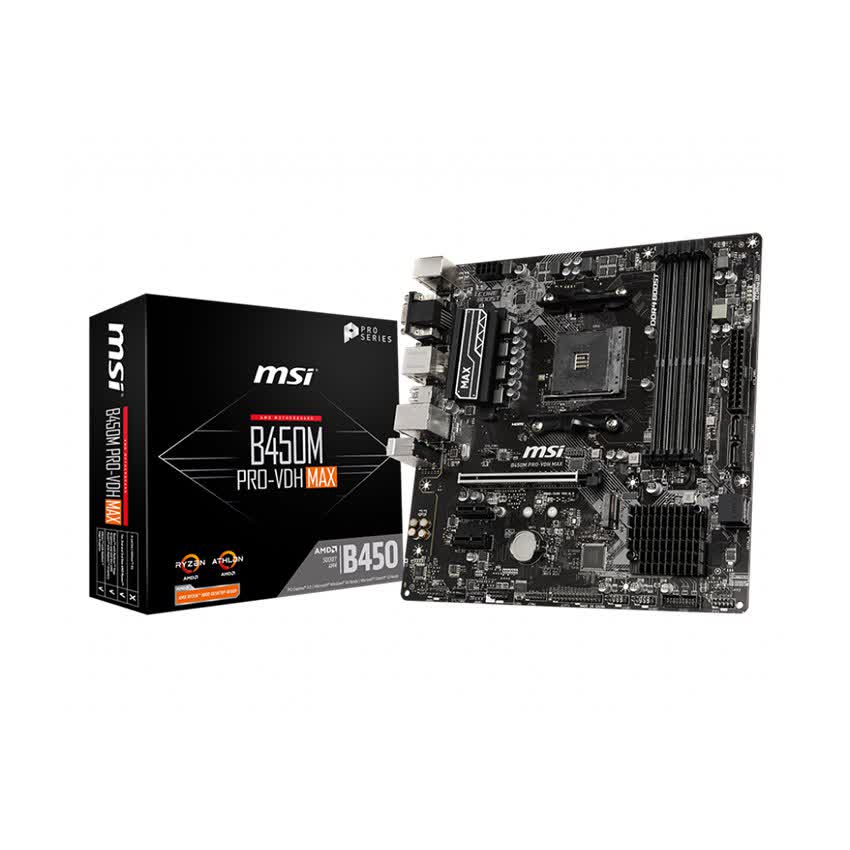 Mainboard MSI B450M PRO VDH MAX (AMD B450, Socket AM4, m-ATX, 4 khe RAM DDR4)