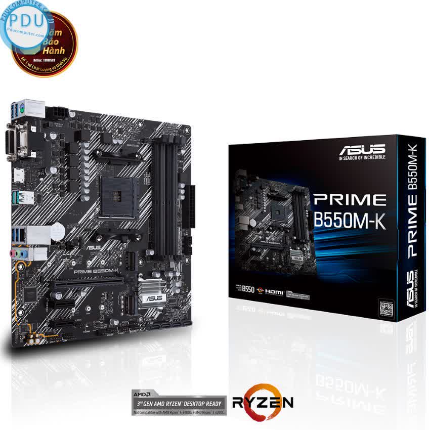 Mainboard ASUS PRIME B550M-K (AMD B550, Socket AM4,m- ATX, 4 khe RAM DRR4)
