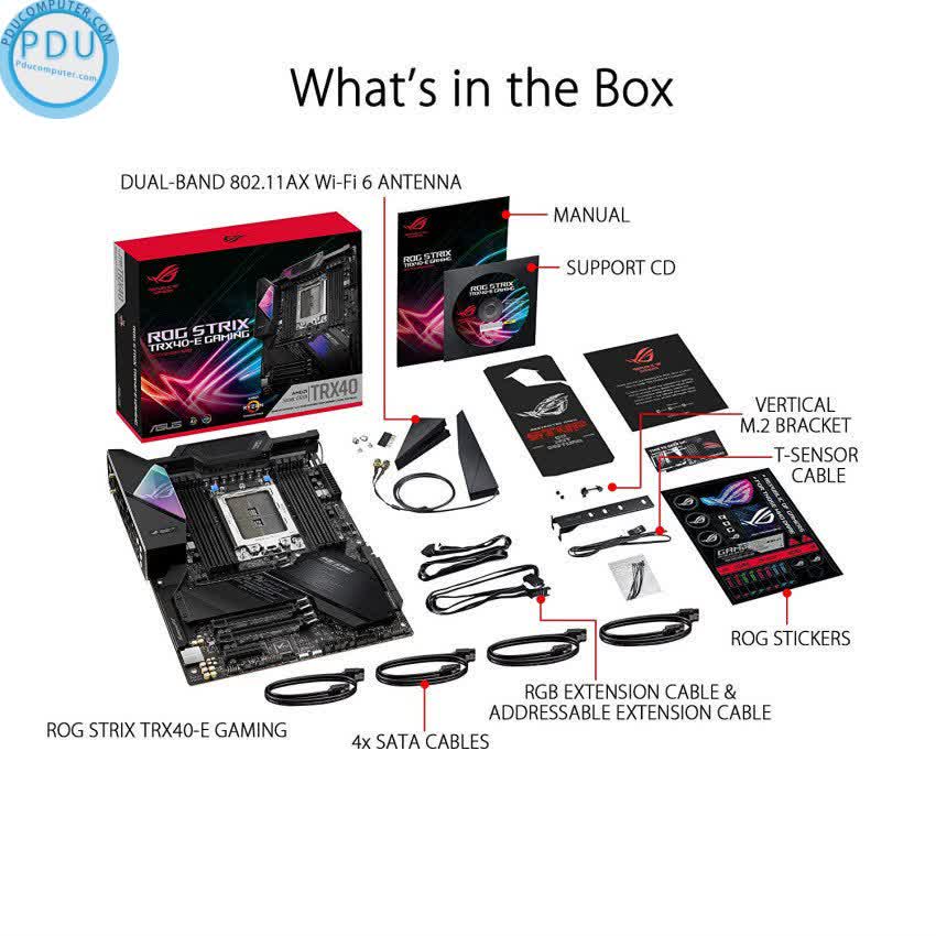 Mainboard ASUS ROG STRIX TRX40-E GAMING (AMD TRX40, Socket sTRX4, E-ATX, 8 khe RAM DDR4)