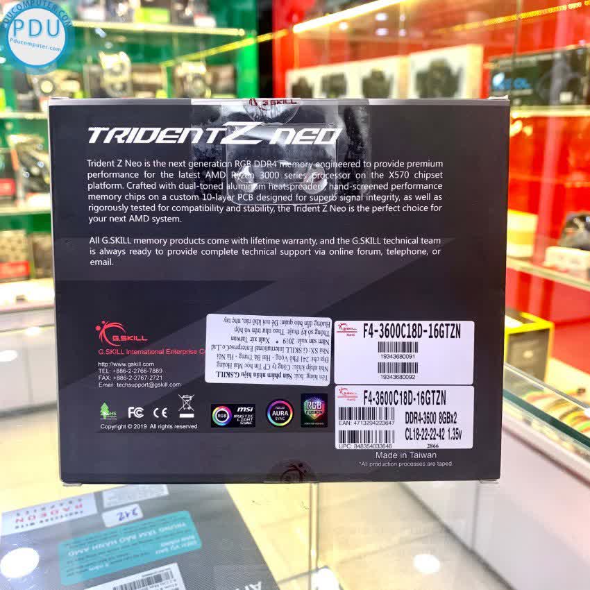 Ram Desktop Gskill Trident Z Neo RGB (F4-3600C18D-16GTZN)16GB (2x8GB) DDR4 3600MHz