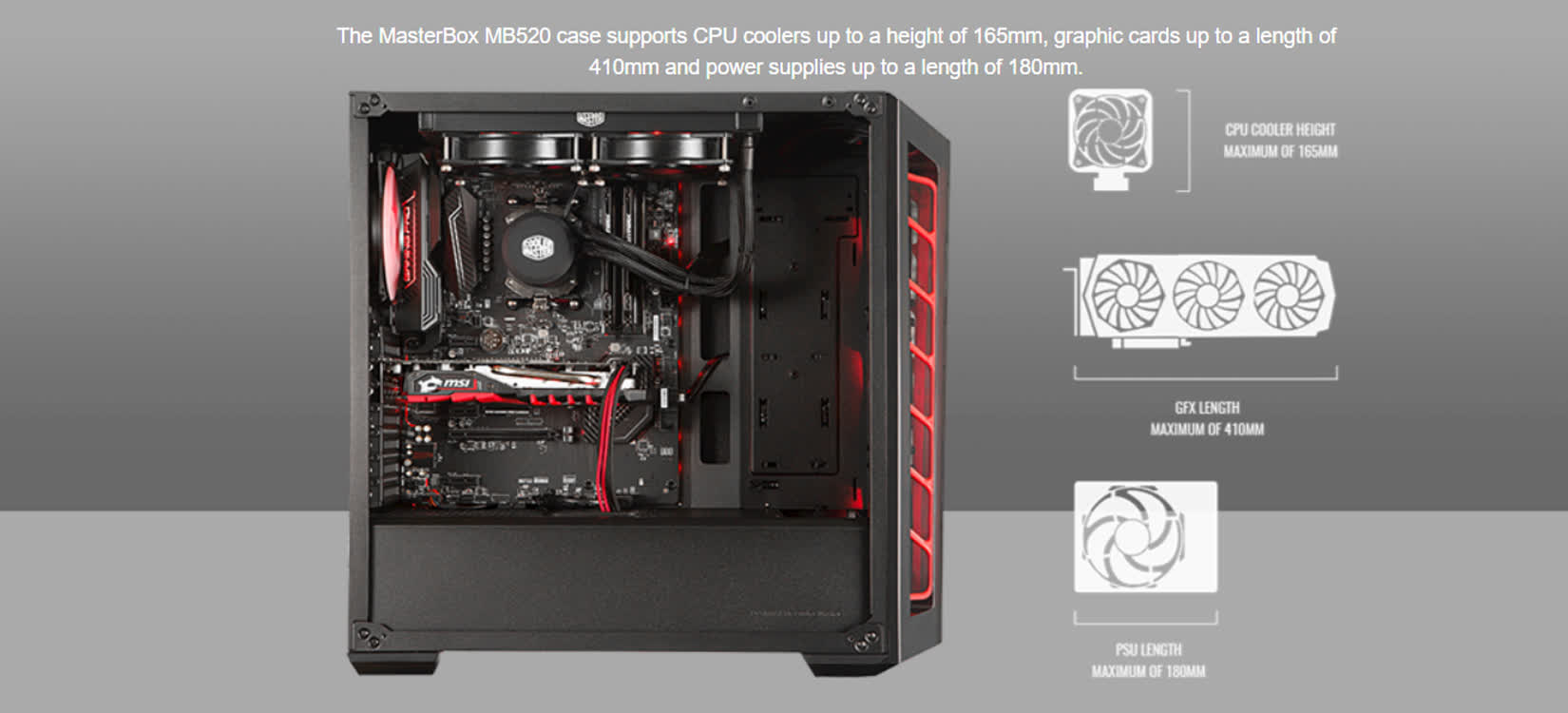 Vỏ Case Cooler Master MasterBox MB520 Black Trim (Mid Tower/Màu đen)