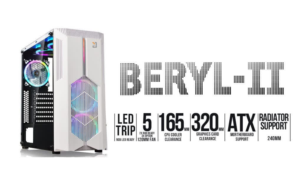 Vỏ Case Jetek BERYL-II  G9602W (Mid Tower/Màu Trắng)