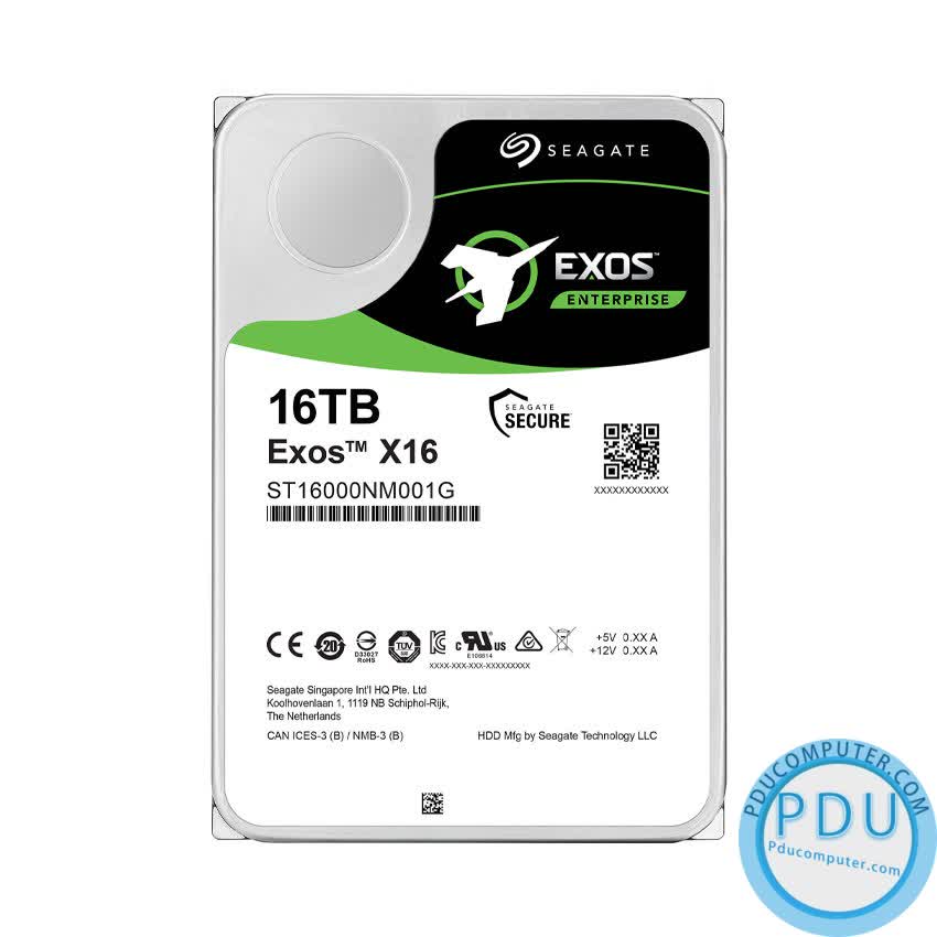 Ổ cứng HDD Seagate Exos 16TB (7.2K RPM SATA 4KN 3.5 inch , SED, 256MB Cache) (ST16000NM003G)