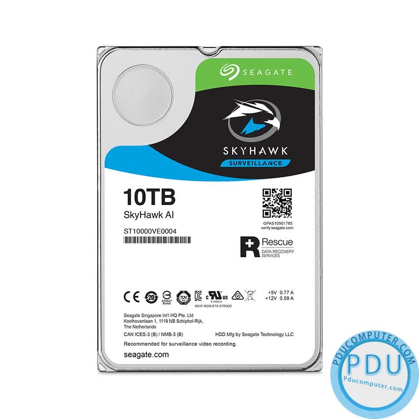Ổ cứng HDD Seagate SkyHawk AI 10TB 3.5 inch 7200RPM, SATA3 6GB/s , 256MB Cache- (ST10000VE0008)