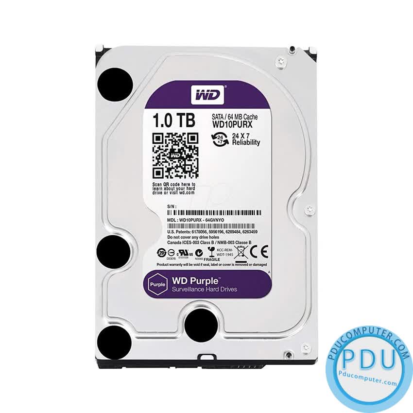 Ổ cứng HDD Western Purple 1TB 3.5 inch 5400RPM, SATA3 6Gb/s, 64MB Cache
