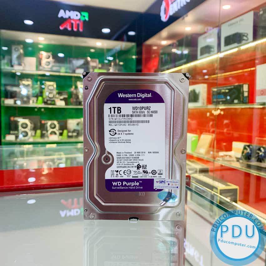 Ổ cứng HDD Western Purple 1TB 3.5 inch 5400RPM, SATA3 6Gb/s, 64MB Cache