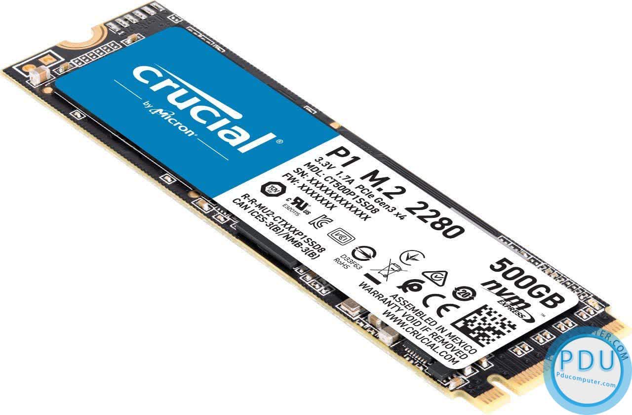 Ổ cứng SSD Crucial P1 500GB NVMe M.2 2280 PCIe Gen 3x4 (Đọc 1900MB/s - Ghi 950MB/s) - (CT500P1SSD8)