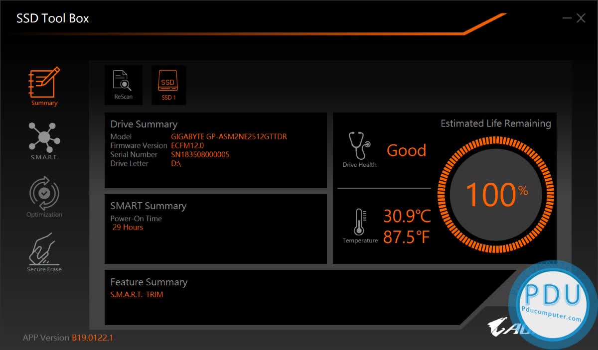 Ổ cứng SSD Gigabyte AORUS 500GB M.2 2280 PCIe NVMe Gen 4x4 (Đọc 5000MB/s - Ghi 2500MB/s) - (GP-ASM2NE6500GTTD)