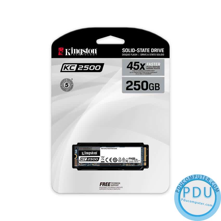 Ổ cứng SSD Kingston KC2500 250GB NVMe M.2 2280 PCIe Gen 3x4 (Đọc 3500MB/s - Ghi 1200MB/s) - (SKC2500M8/250G)