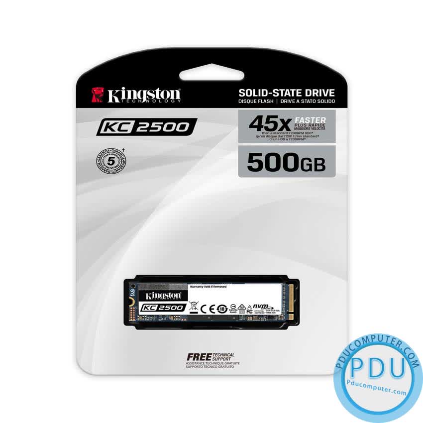 Ổ cứng SSD Kingston KC2500 500GB NVMe M.2 2280 PCIe Gen 3x4 (Đọc 3500MB/s - Ghi 2500MB/s) - (SKC2500M8/500G)