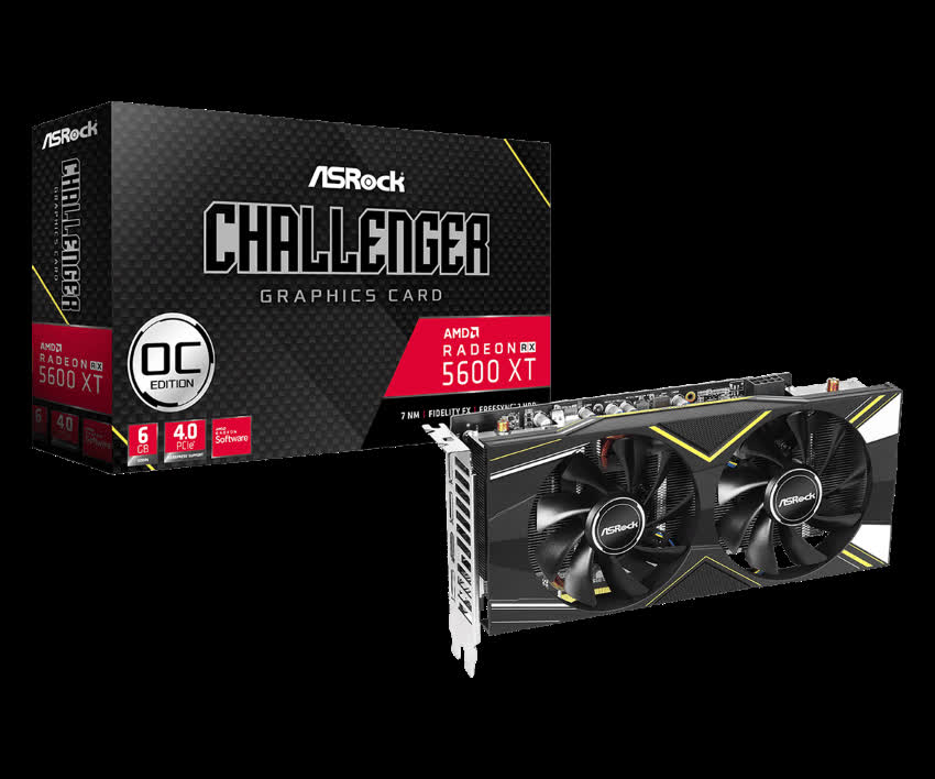Card màn hình ASROCK 5600XT Challenger D 6GB OC (6GB GDDR6, 192-bit, HDMI+DP, 1x8-pin)