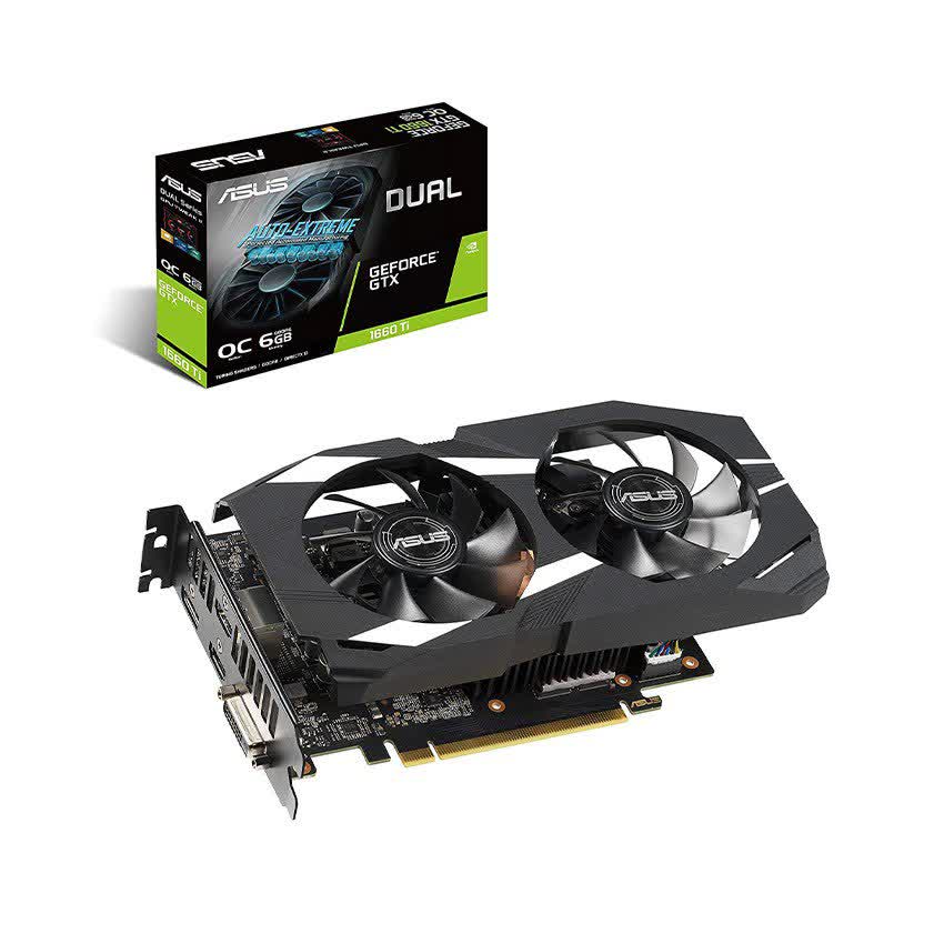 Card màn hình ASUS Dual GTX 1660 Ti-O6G (6GB GDDR6, 192-bit, DVI+HDMI+DP, 1x8-pin)