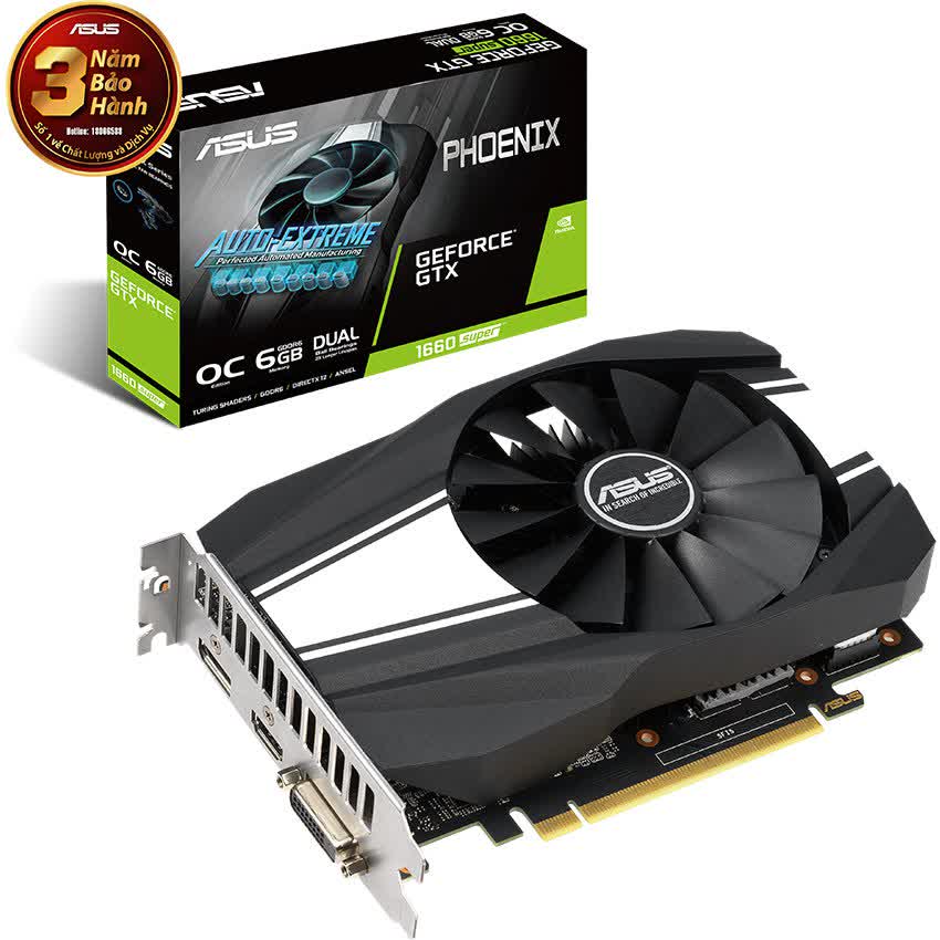 Card màn hình ASUS PH GTX 1660S Super-O6G GAMING (6GB GDDR6, 192-bit, DVI+HDMI+DP, 1x8-pin)