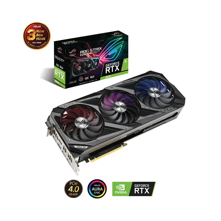 Card màn hình Asus ROG STRIX RTX3070-O8G-GAMING (8GB GDD6, 256-bit, HDMI +DP, 2x8-pin)