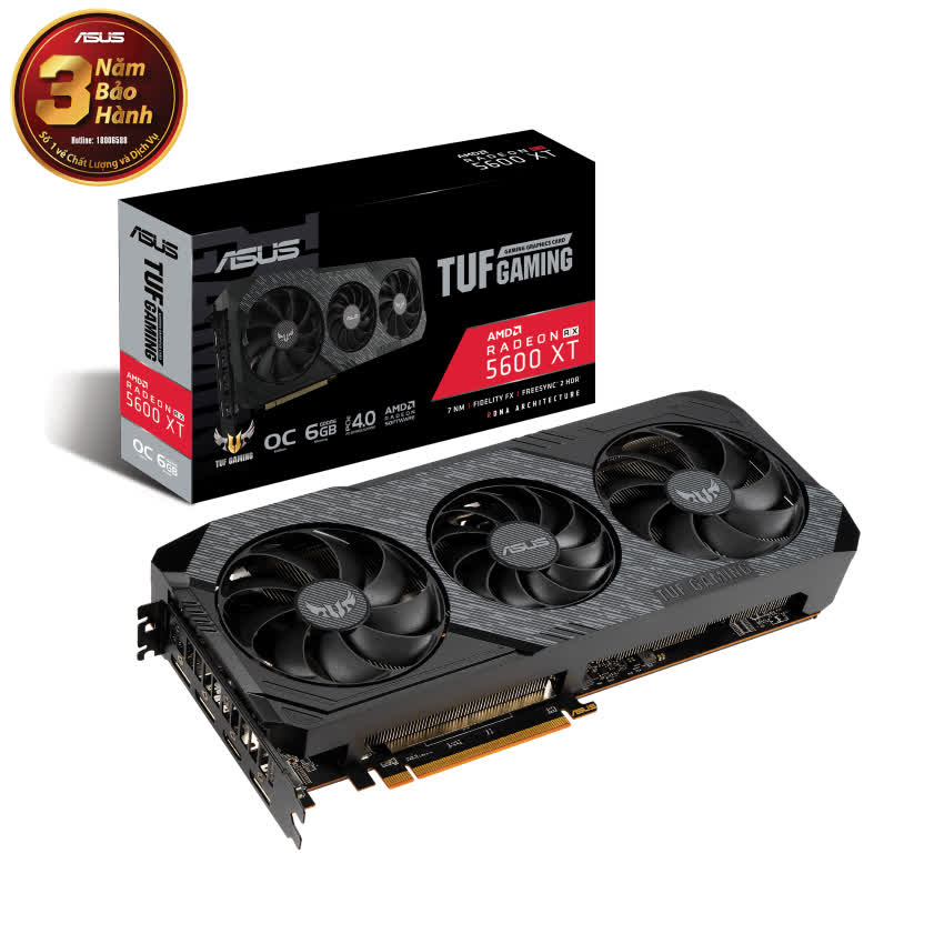 Card màn hình ASUS TUF 3 RX 5600 XT-O6G EVO GAMING (6GB GDDR6, 192-bit,HDMI+DP, 1x6-pin + 1x8-pin)