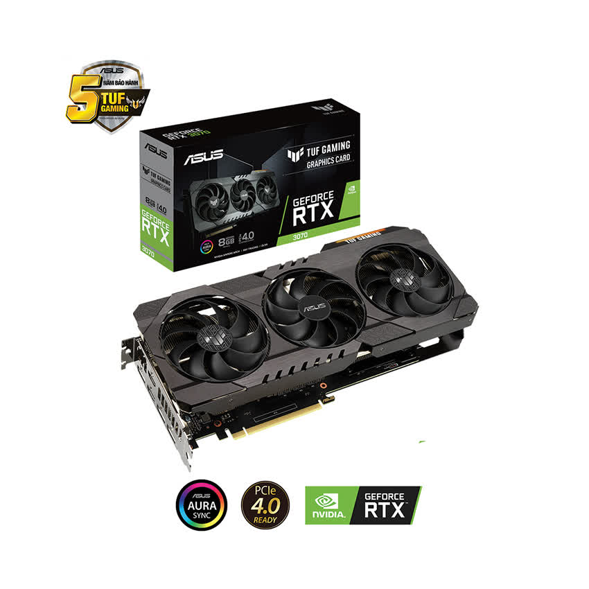 Card màn hình Asus TUF-RTX3070-8G-GAMING (8GB GDD6, 256-bit, HDMI +DP, 2x8-pin)