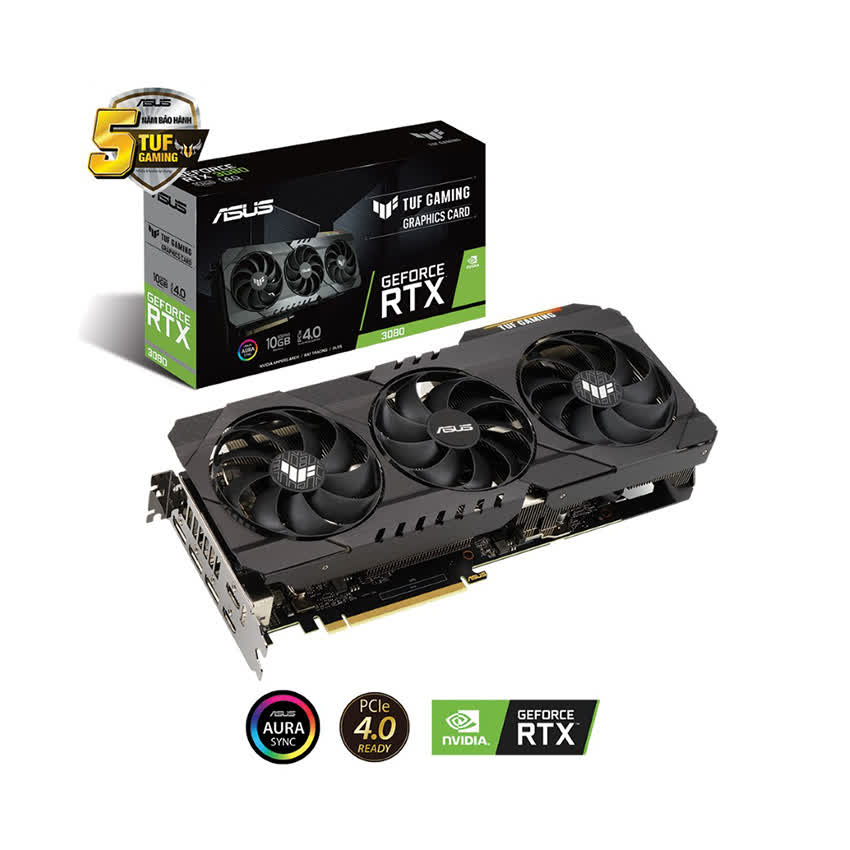 Card màn hình Asus TUF-RTX3080-10G-GAMING (10GB GDDR6X, 320-bit, HDMI +DP, 2x8-pin)