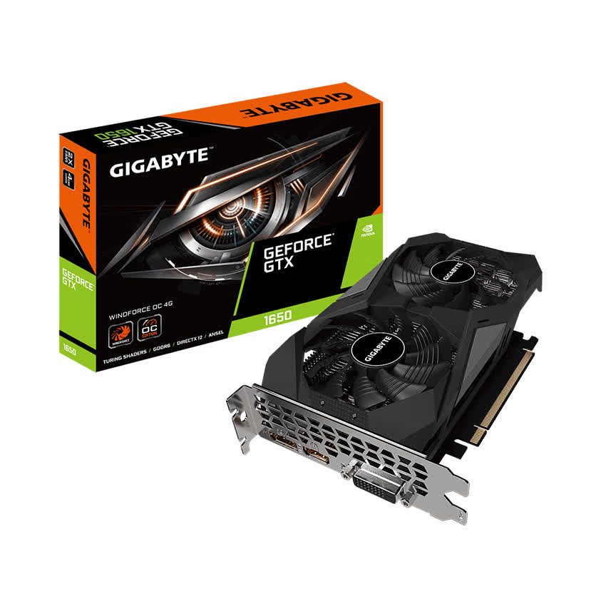 Card màn hình Gigabyte GTX 1650 D6 WINDFORCE 4GB (4GB GDDR6, 192-bit, DVI+HDMI+DP, 1x8-pin)