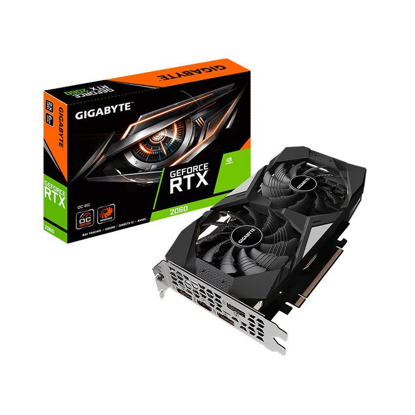 Card màn hình GIGABYTE RTX 2060 OC-6G (6GB GDDR6, 192-bit, DVI+HDMI+DP, 1x8-pin) 