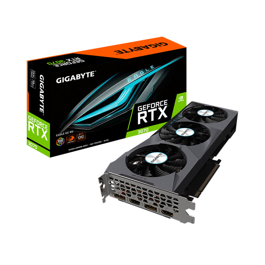 Card màn hình Gigabyte RTX 3070 EAGLE OC - 8GD (8GB GDD6, 256-bit, HDMI +DP, 1x8-pin+6x1-pin)