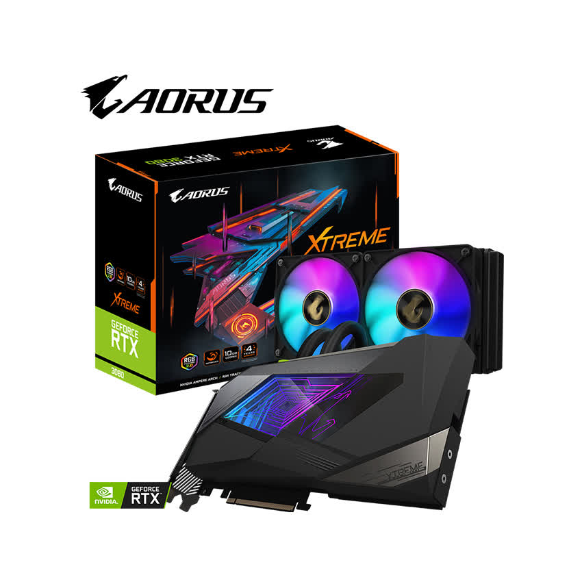Card màn hình Gigabyte RTX 3080 AORUS XTREME WATERFORCE - 10GD (10GB GDDR6X, 320-bit, HDMI+DP, 2x8-pin)