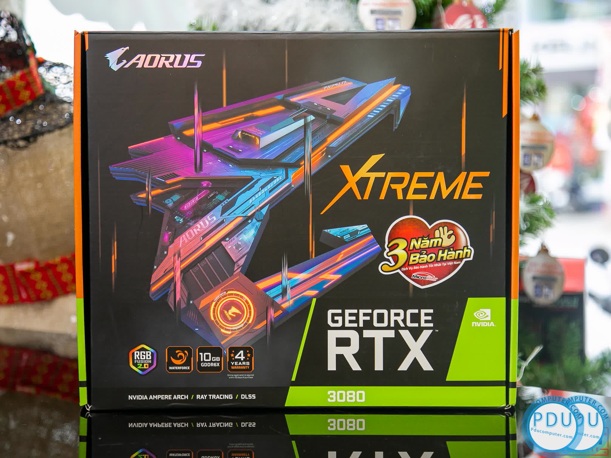 Card màn hình Gigabyte RTX 3080 AORUS XTREME WATERFORCE - 10GD (10GB GDDR6X, 320-bit, HDMI+DP, 2x8-pin)
