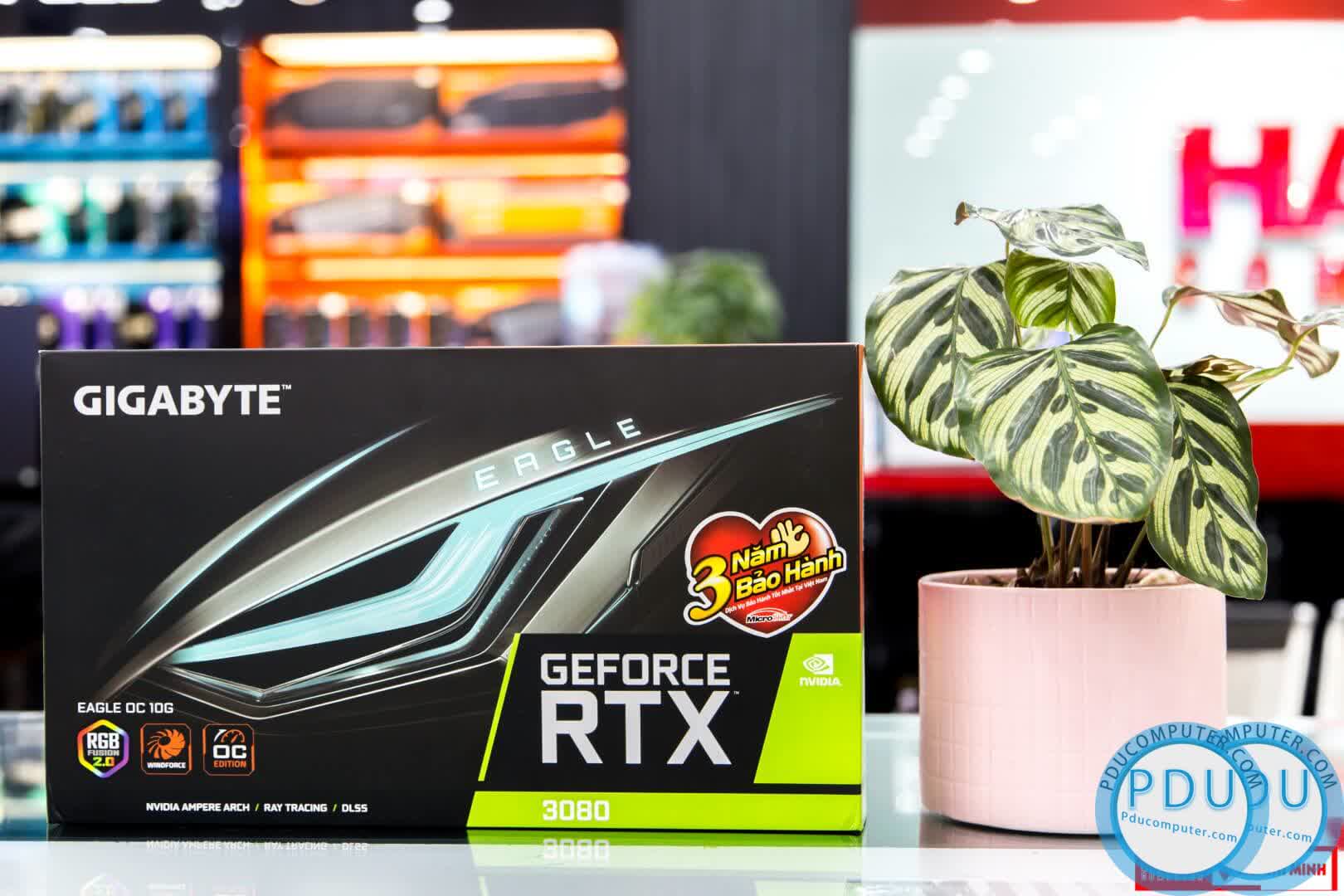 Card màn hình Gigabyte RTX 3080 EAGLE OC-10GD (10GB GDD6X, 320-bit, HDMI +DP, 2x8-pin)