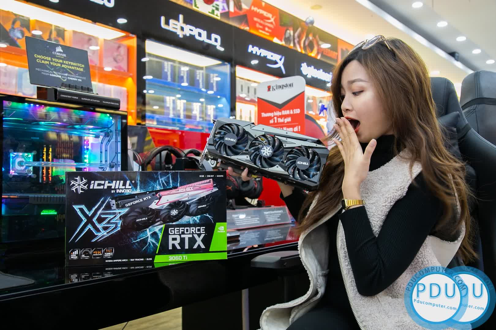 Card màn hình Inno3D RTX 3060 Ti ICHILL X3 (8GB GDD6, 256-bit, HDMI +DP, 1x8-pin)