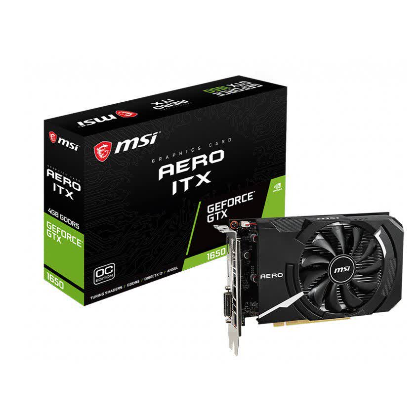 Card màn hình MSI GTX 1650 AERO ITX-4G (4GB GDDR5, 128-bit, DVI+HDMI+DP)